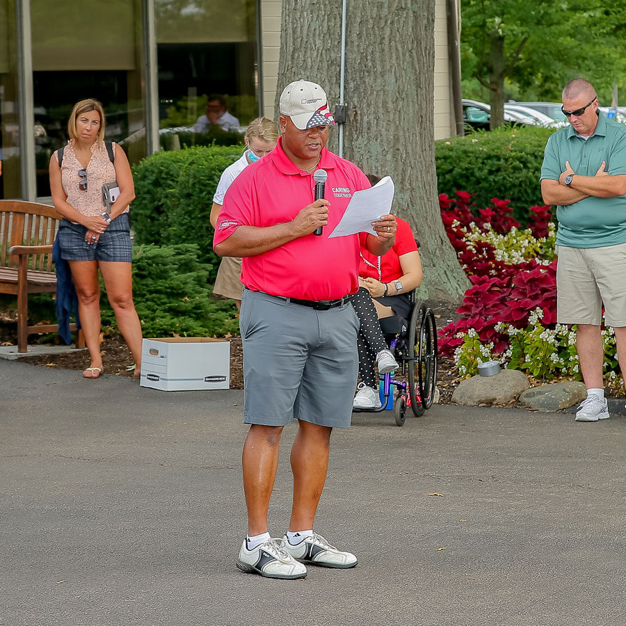 Johnny from AEP giving a speech at Golf Classic